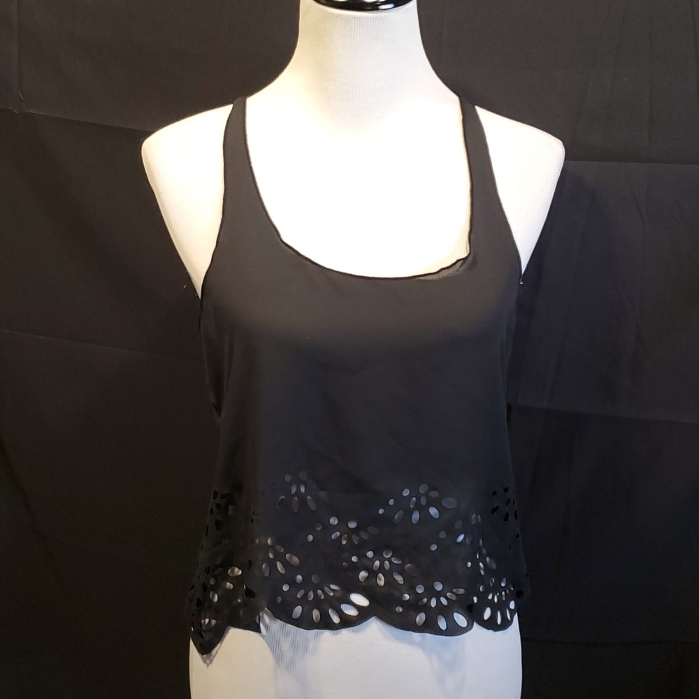 Brandy Melville Cut Out Floral Silk Tank SZ SM
